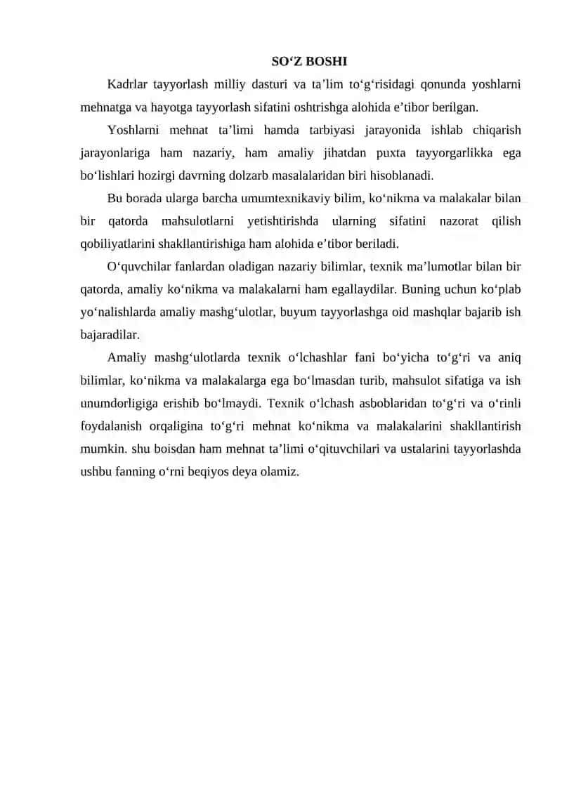 Amaliy mashg‘ulotlarni bajarishda texnik o‘lchov vositalaridan foydalinish 4
