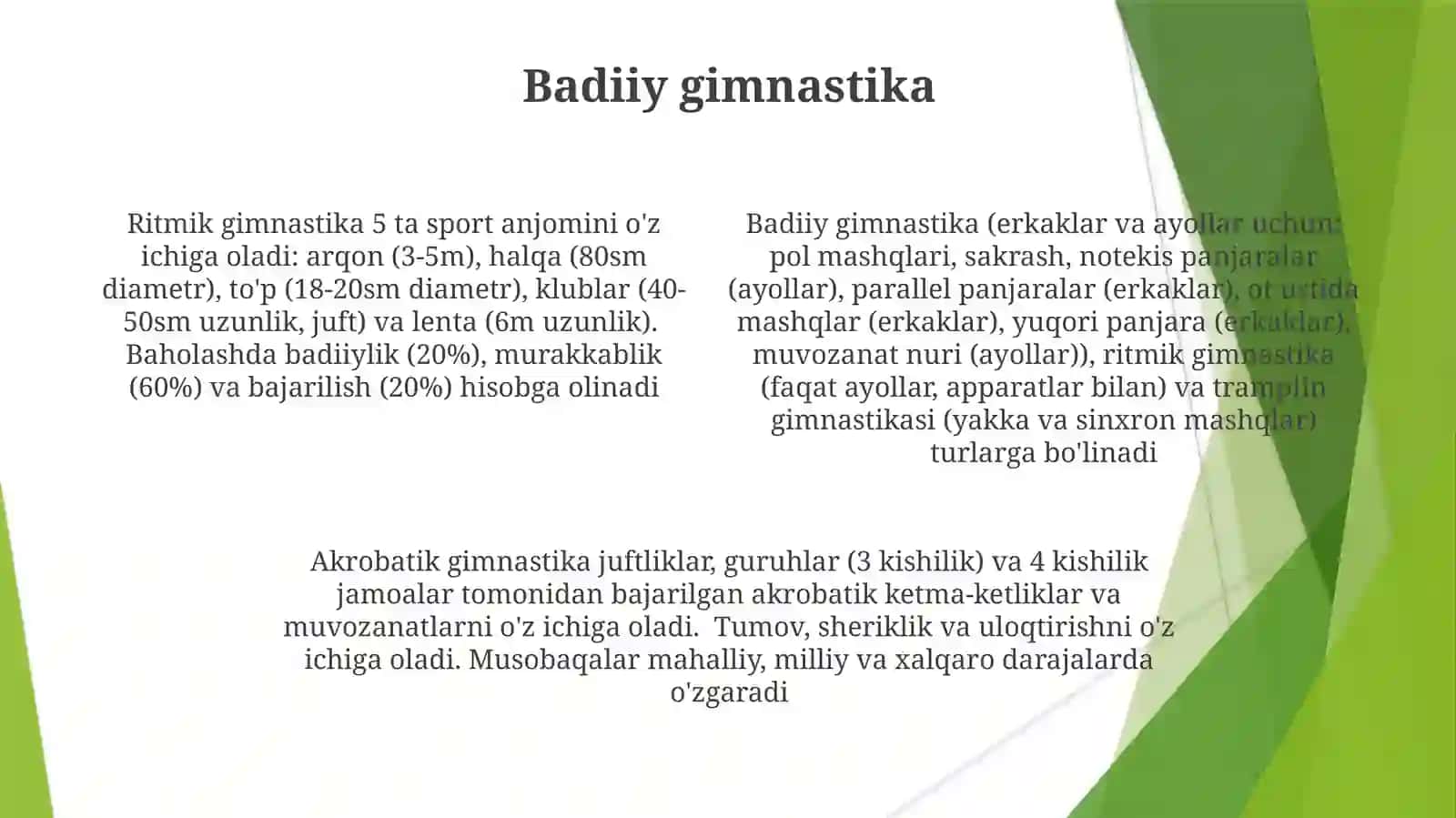 Gimnastika turlari va tasnifi 4