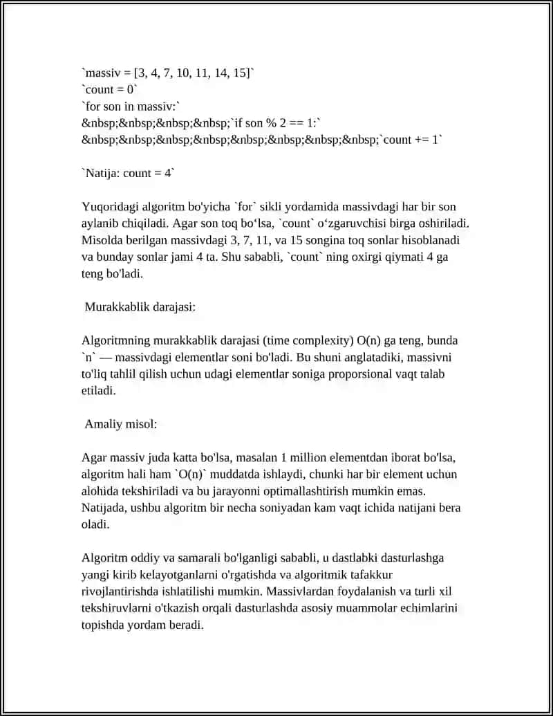 MASSIVDAGI TOQ SONLAR SONINI SANANG 4