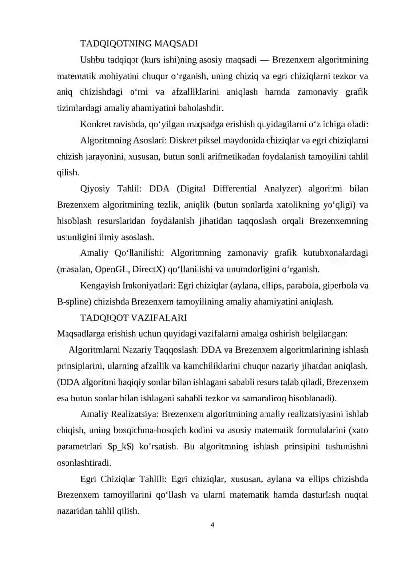 Brezenxli algoritmi va egri chiziqlarni chizishdagi roli 4