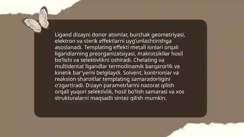 Koordinatsion birikmalarning templant sintezi va xossalarini o'rganish va tahliliy ma'lumotlar 4