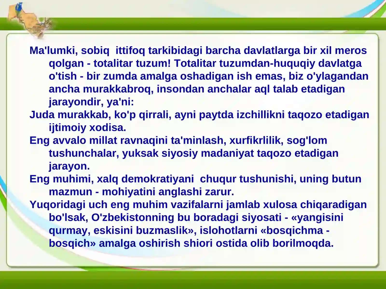 O’ZBEKISTON IQTISODIY RIVOJLANISHING UZOQ VA QISQA MUDDATLI ISTIQ BOLLARI 4