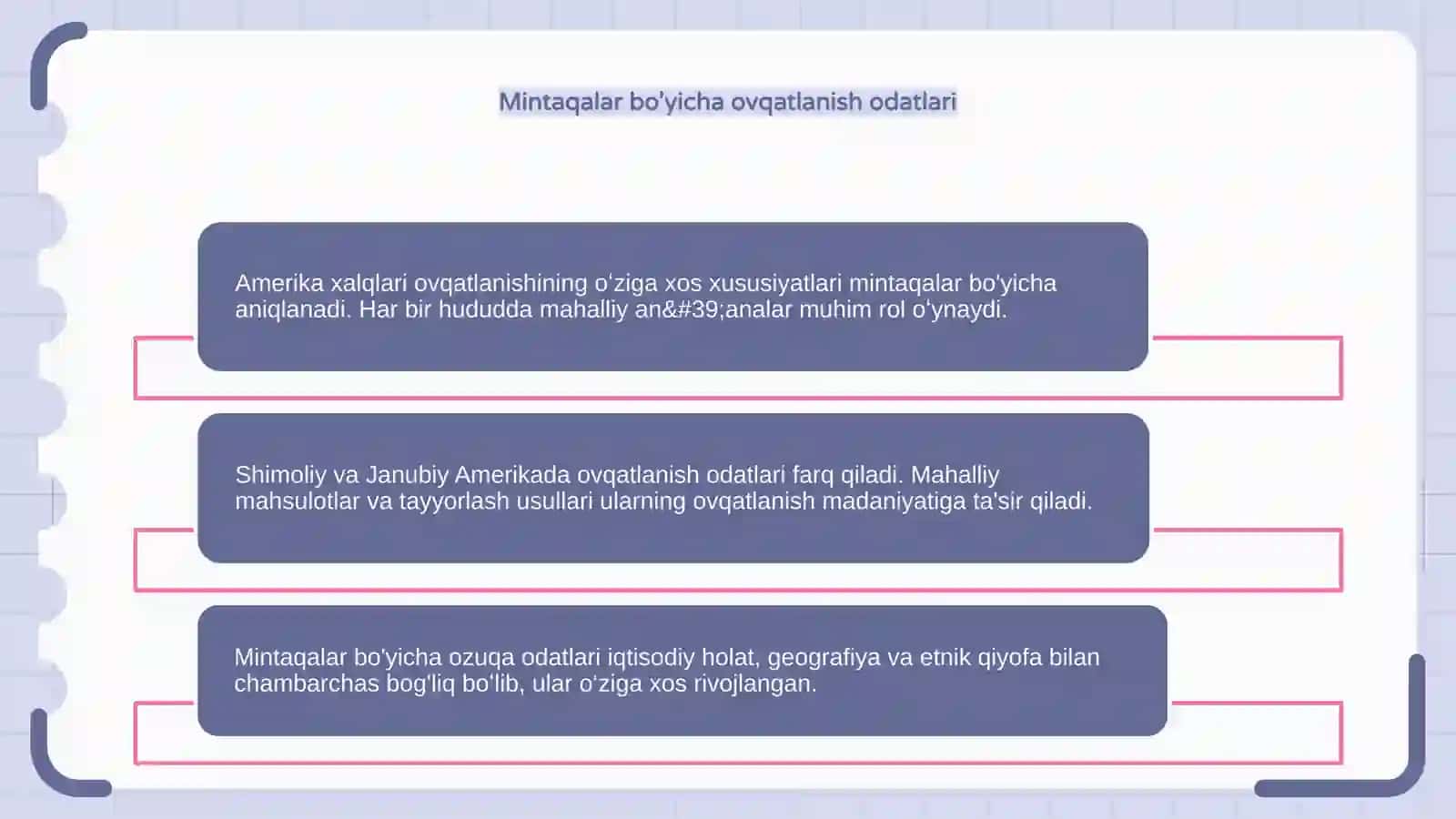 Amerika xalqlari ovqatlanishining oʻziga xos xususiyatlari 4