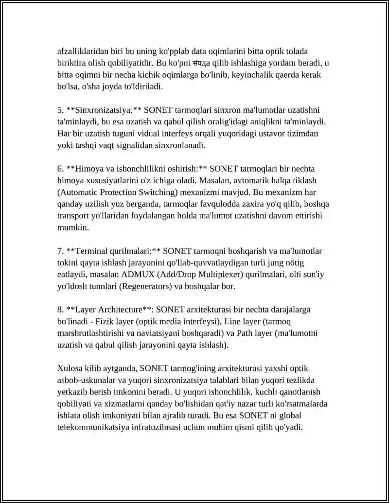 SONET tarmoqlari arxitekturasi 4