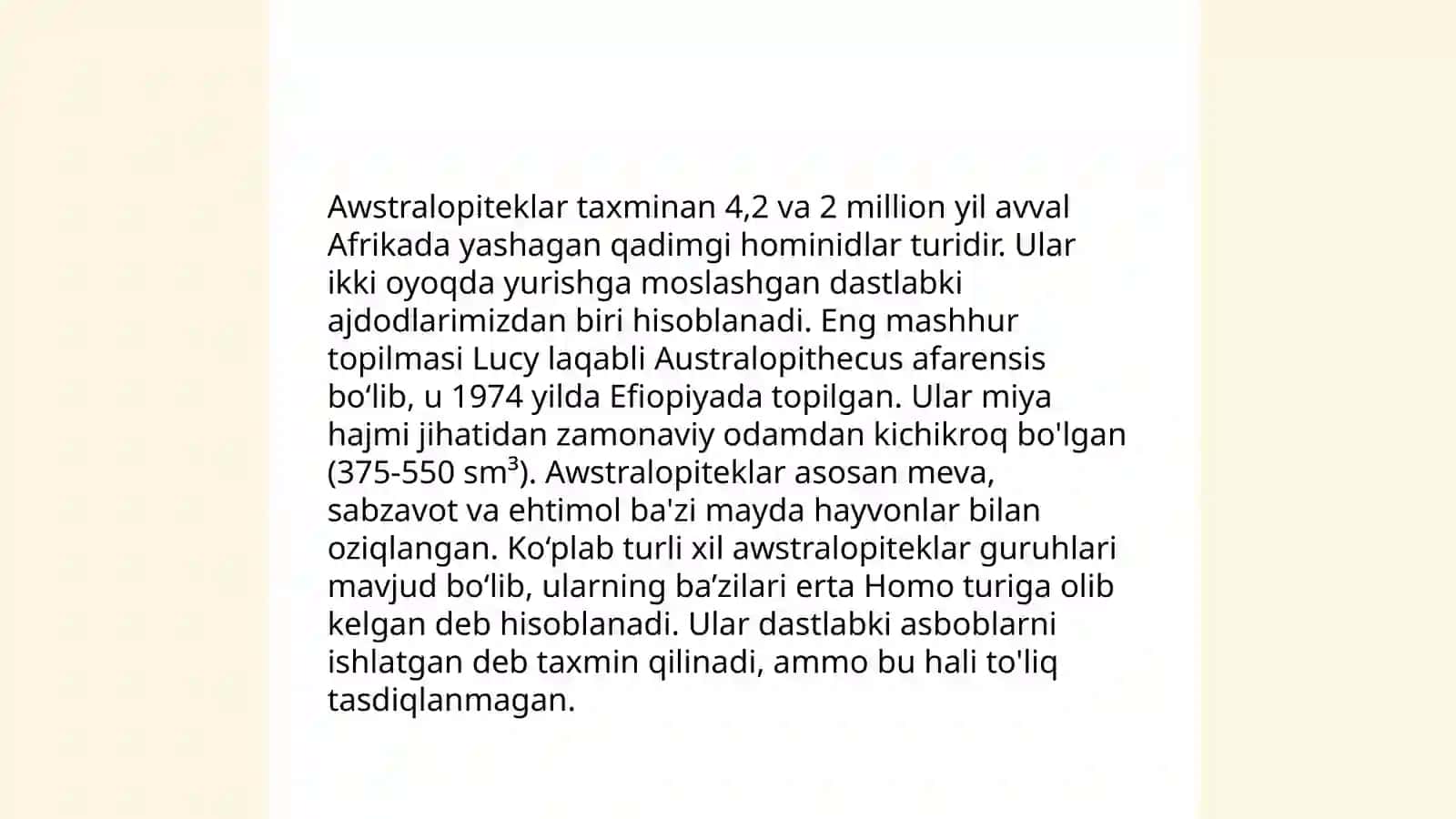 Odamning boshlangʻich ajdodlarining hayot tarzi va tarqalishi 4
