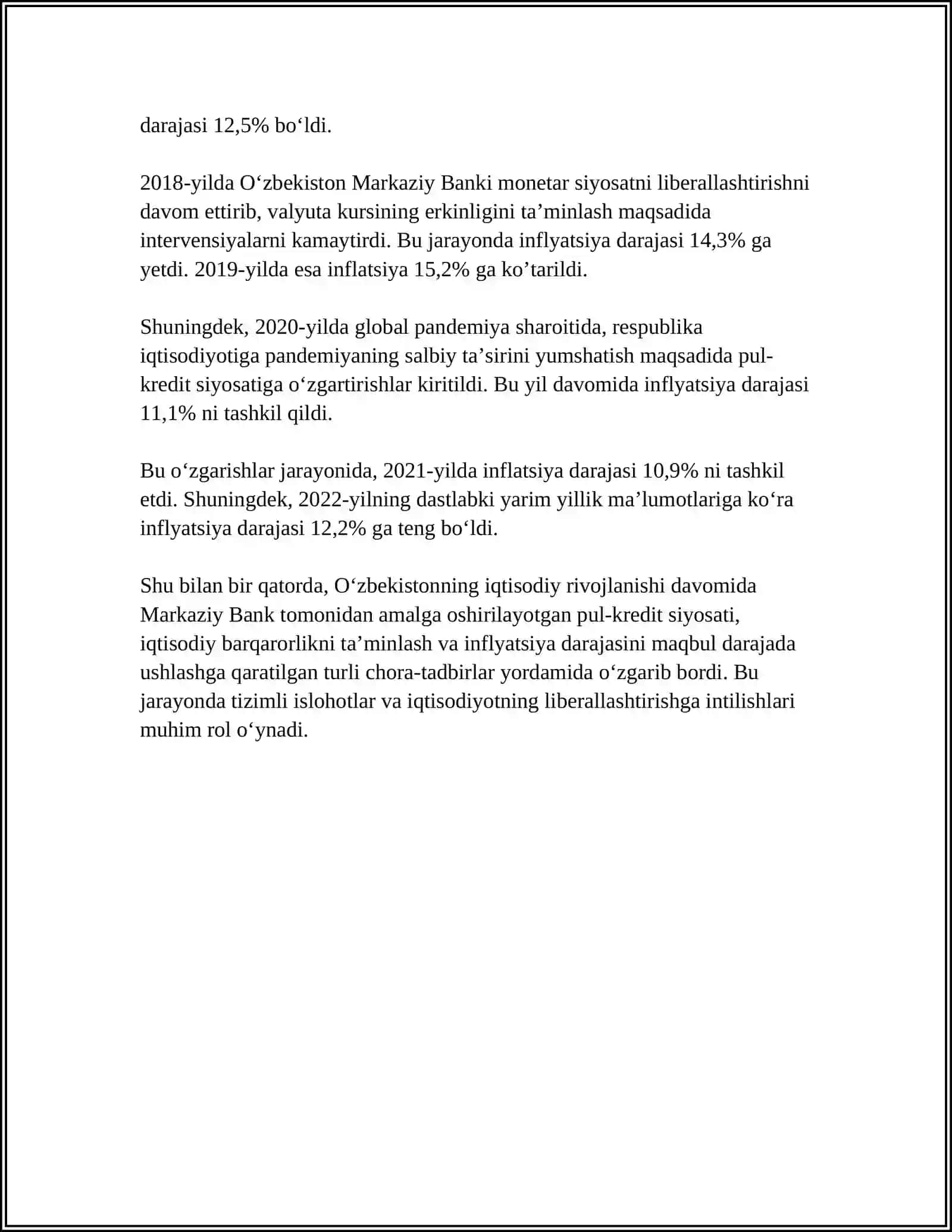 DAVLAT (INDIVIDUAL TANLANGAN)NING PUL KREDIT VA MONETAR SIYOSATI BO'YICHA TAHLILI 4