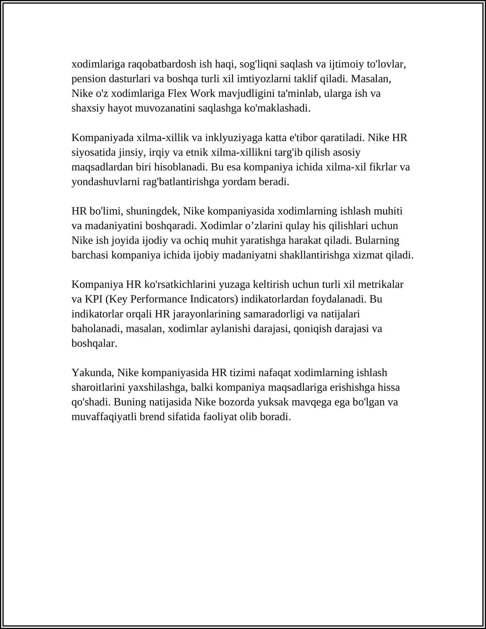 INSON RESURSLARINI BOSHQARISHDA HR TIZIMI. NIKE KOMPANIYASI MISOLIDA 4