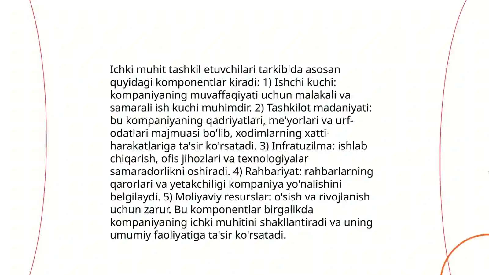Tashkilot ichki muxitning moxiyati va mazmuni 4