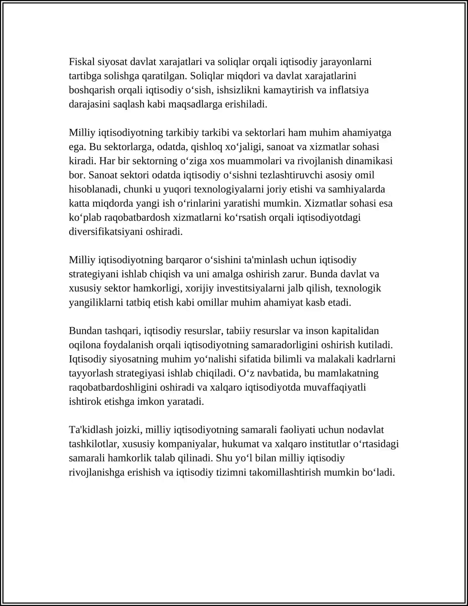 MILLIY IQTISODIYOT VA UNING MAKROIQTISODIY O`LCHAMLARI 4