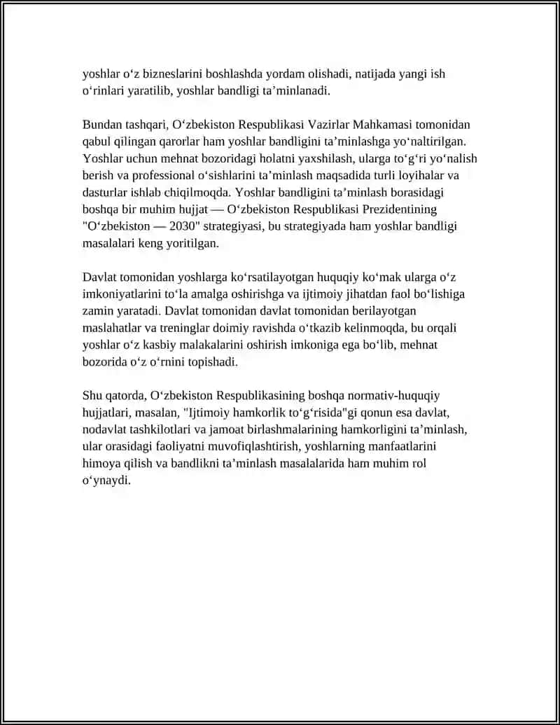 YOSHLAR BANDLIGINI TAʼMINLASHDA DAVLAT SIYOSATINING ROʻLI 4