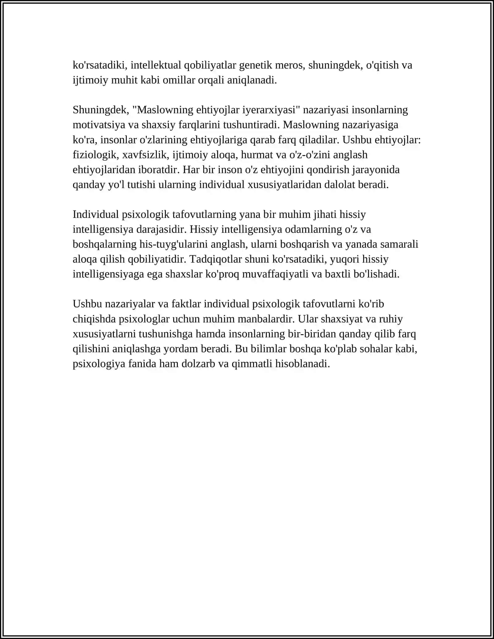 INDIVIDUAL-PSIXOLOGIK TAFOVUTLARNING UMUMIY VA MAXSUS NAZARIYASI 4