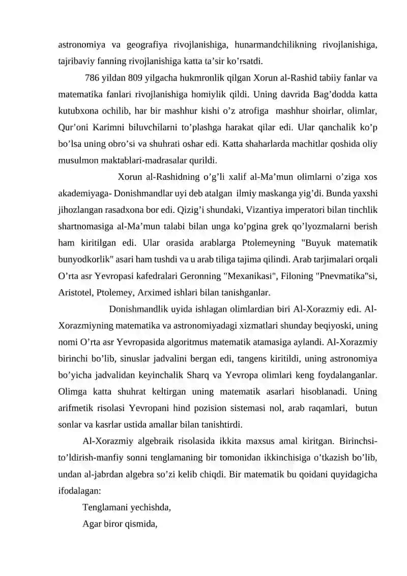 MUHAMMAD IBN MUSO AL-XORAZMIYNING HAYOTI VA FAOLIYATI 4