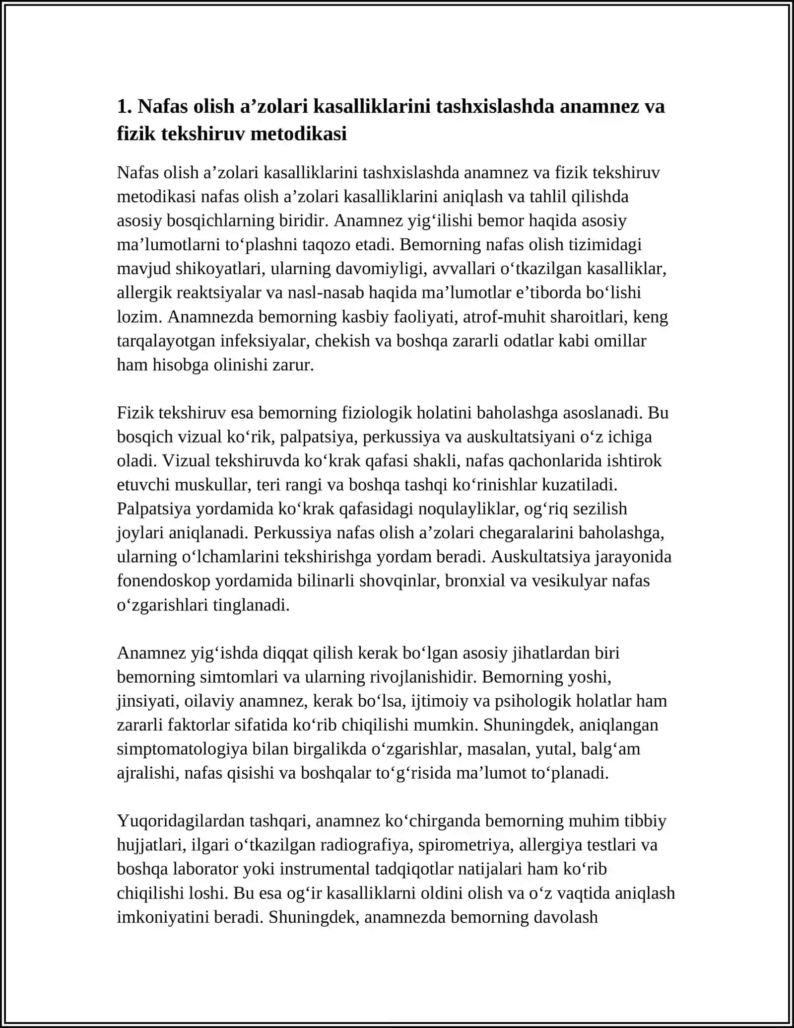 NAFAS OLISH A’ZOLARI KASALLIKLARINI TASHHISLASH USULLARI 4