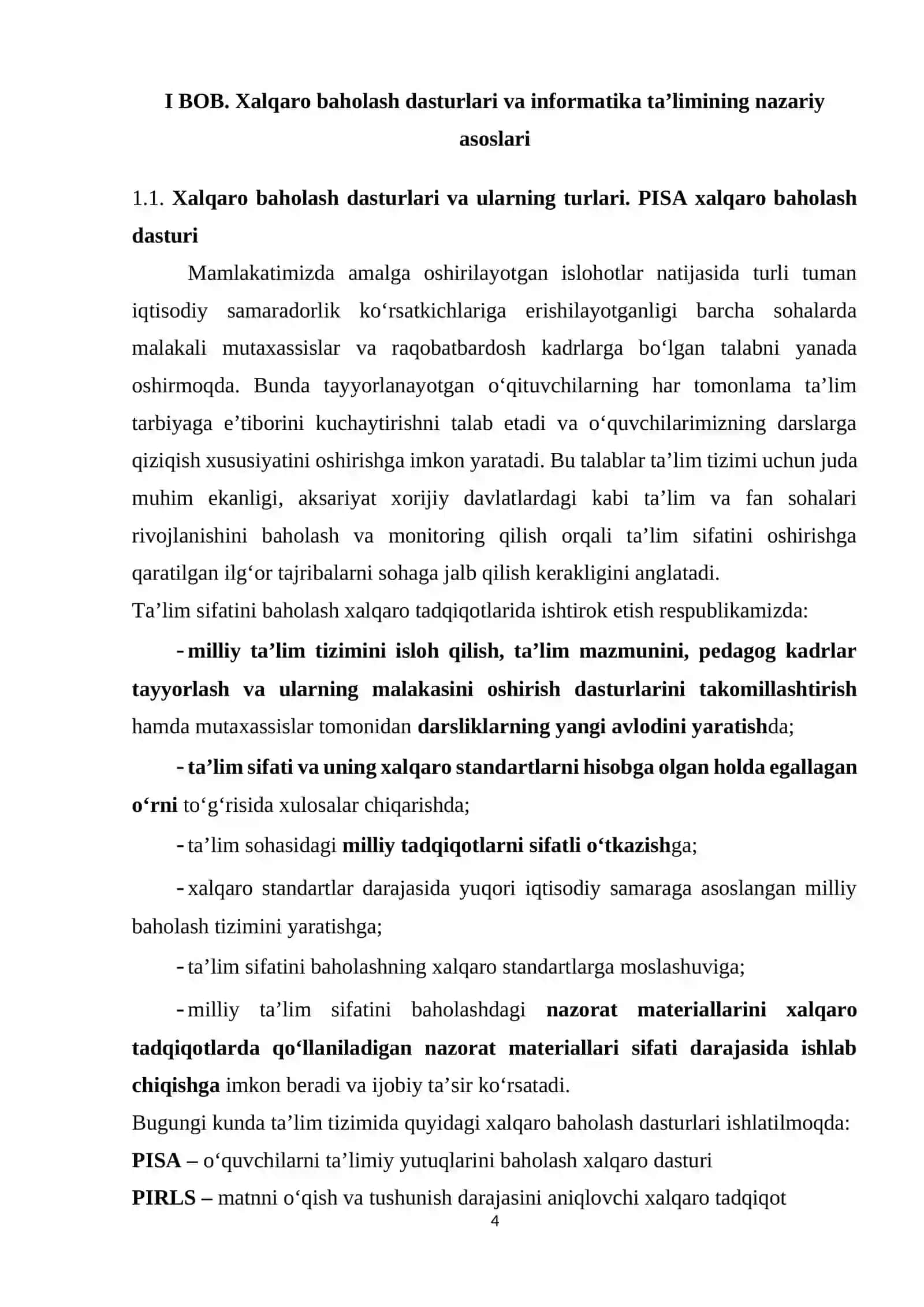 Umumiy oʻrta ta'lim maktablarida Informatika fanining mazmunini xalqaro baholash dasturlari (PISA) talablari asosida takomillashtirish. 4