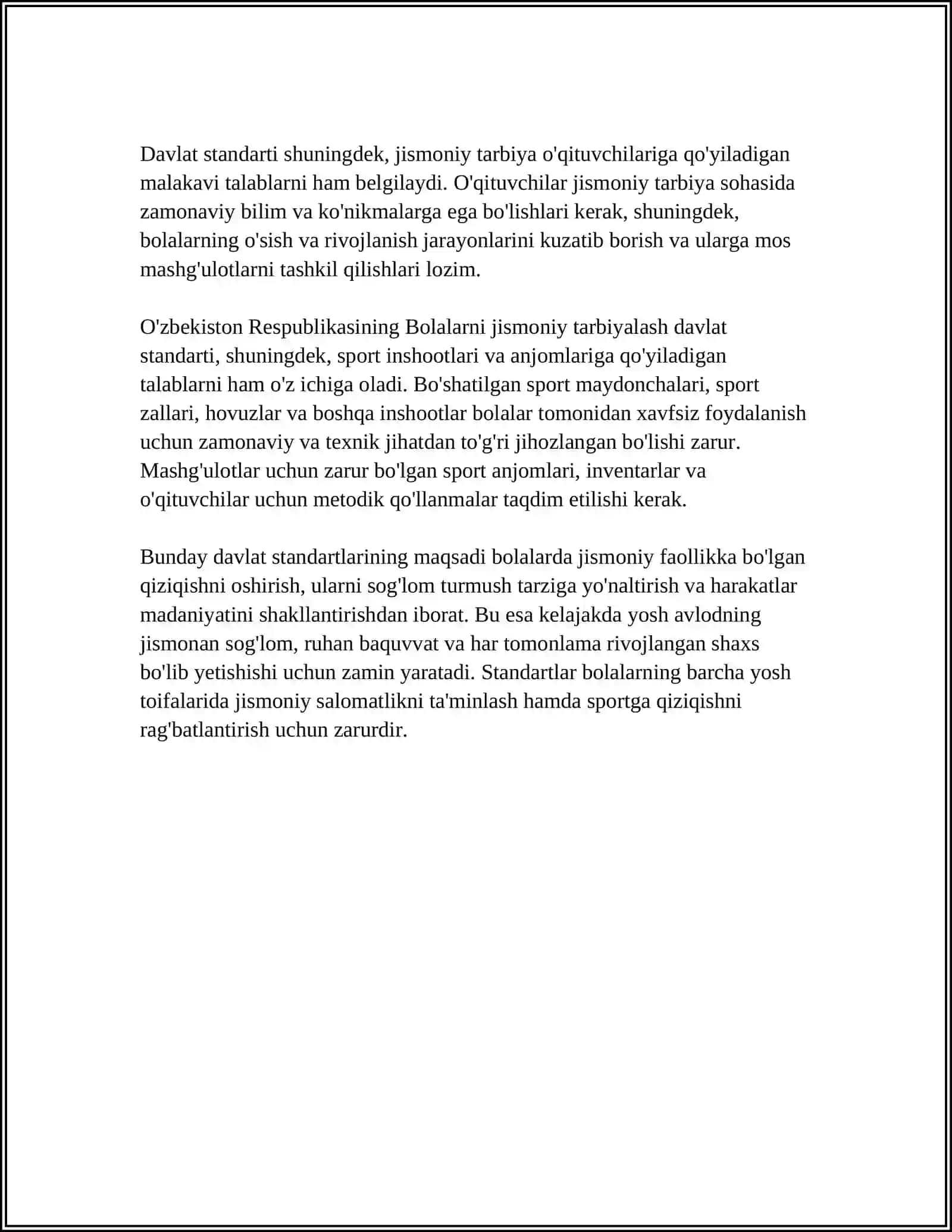 BOLALARNI JISMONIY TARBIYANING DAVLAT MIQYOSIDAGI AHAMIYATI HUQUQIY ASOSLAR DOIRASIDA 4