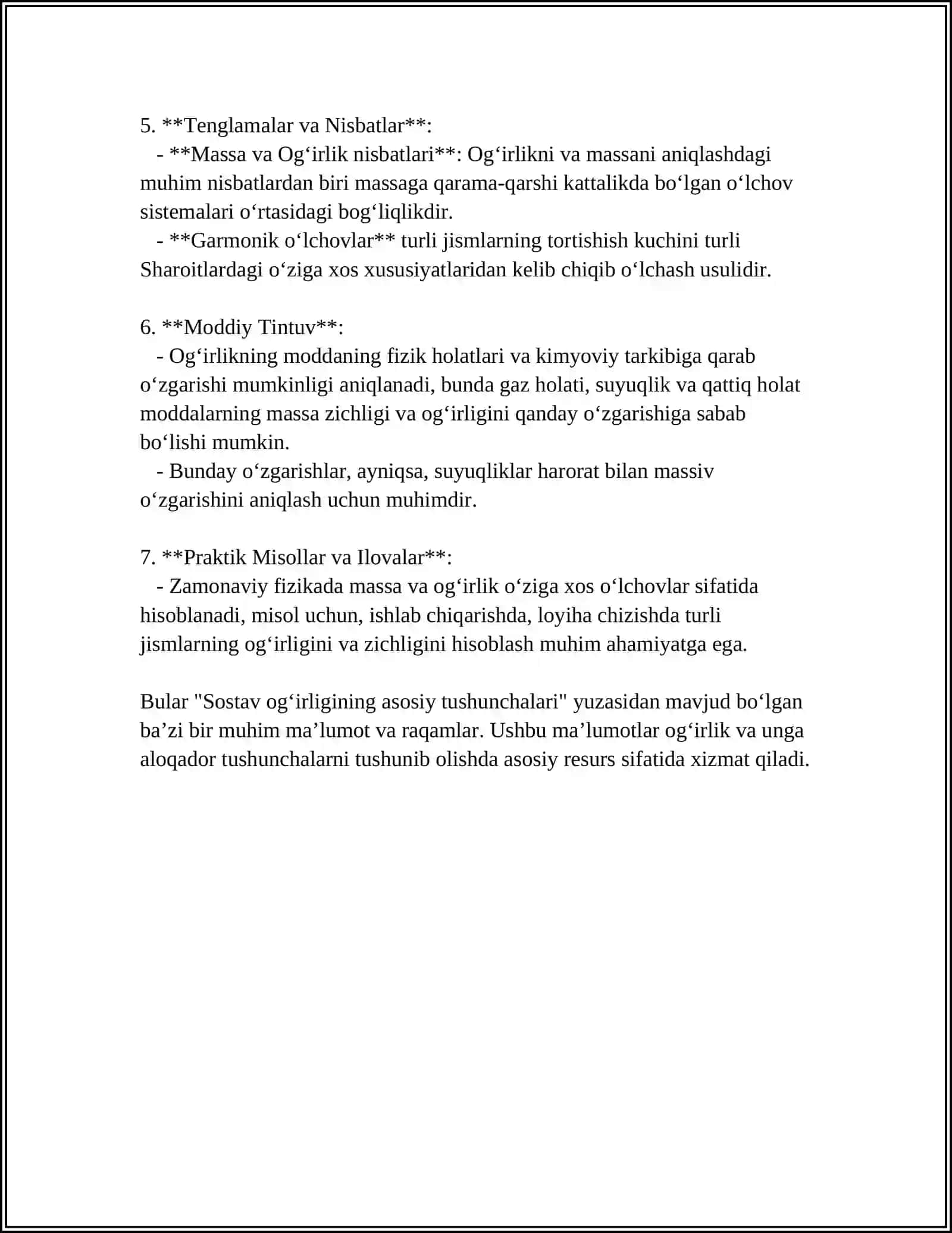 SOSTAV OGʻIRLIGINI BARQAROR VA BEQAROR BOʻLGANDA ANIQLASH 4