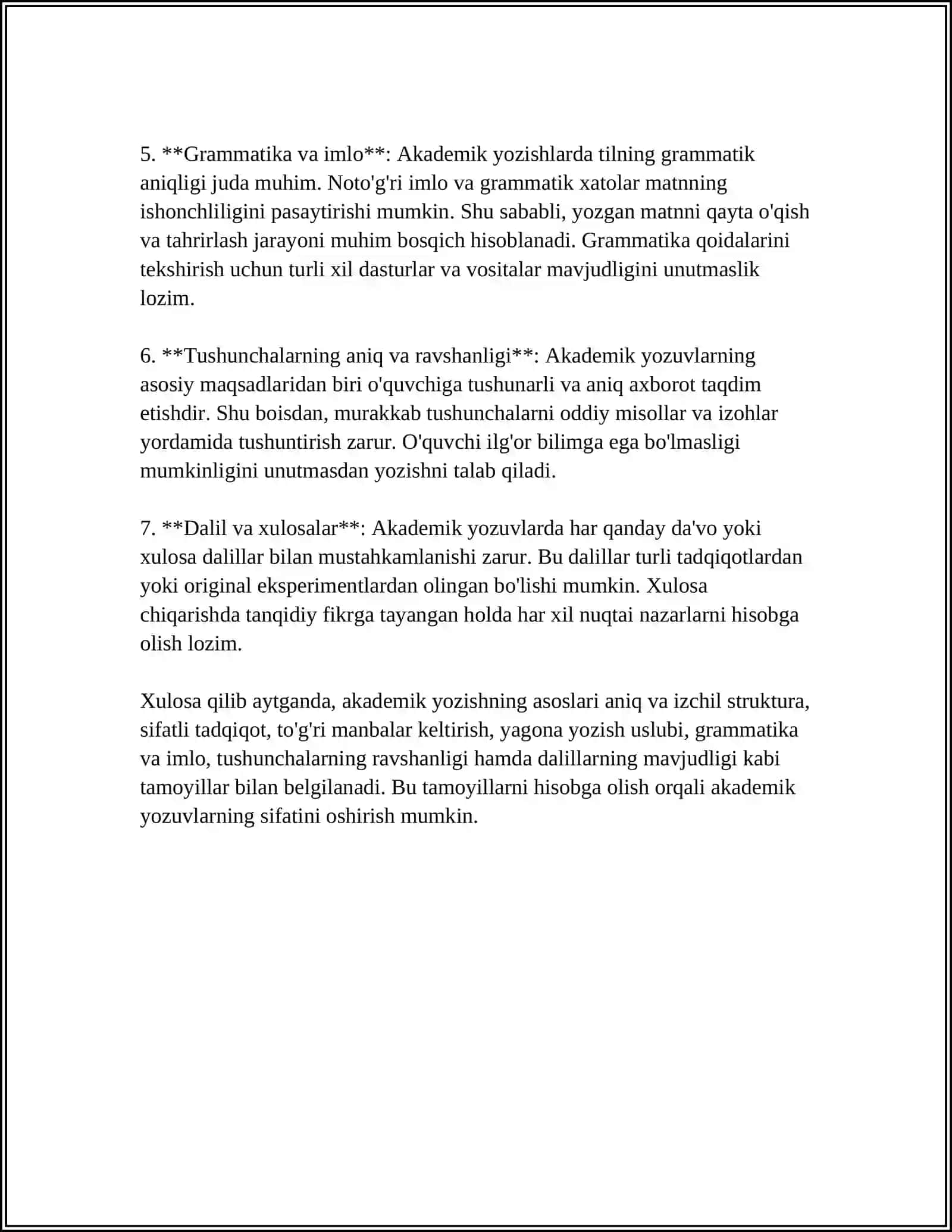 MUSTAQIL ISH Mavzu: AKADEMIK YOZISH VA SAMARALI AMALGA OSHIRISH OMILARI 4