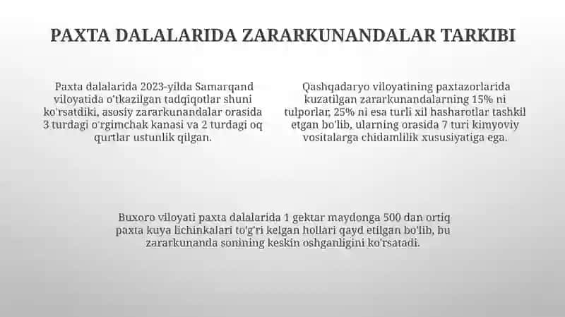 Zararkunandalarning tur tarkibi va qarshu kurash choralari 4