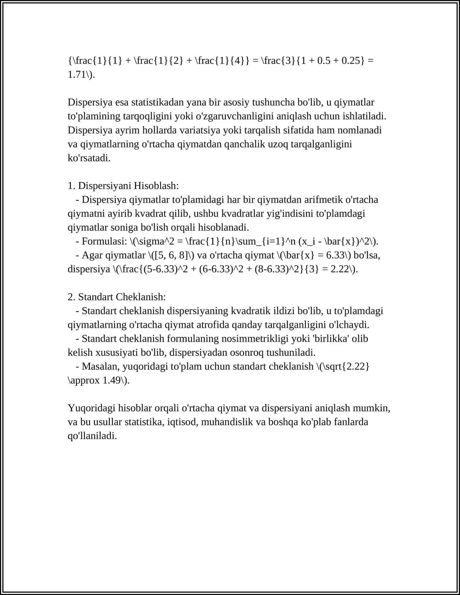 EXCEL VA SPSS DASTURLARDA MARKAZGA INTILISH VA MARKAZDAN QOCHISH TENDENSIYALARINI ANIQLASH 4