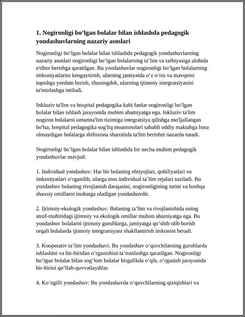 NOGIRONLIGI BO‘LGAN BOLALAR BILAN ISHLASHDA PEDAGOGIK YONDASHUVLAR 4