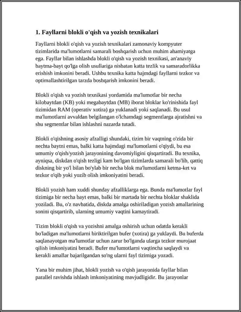 FAYLLAR BILAN ISHLASHNING YANGI USULLARI (I/O TEXNOLOGIYASI) 4