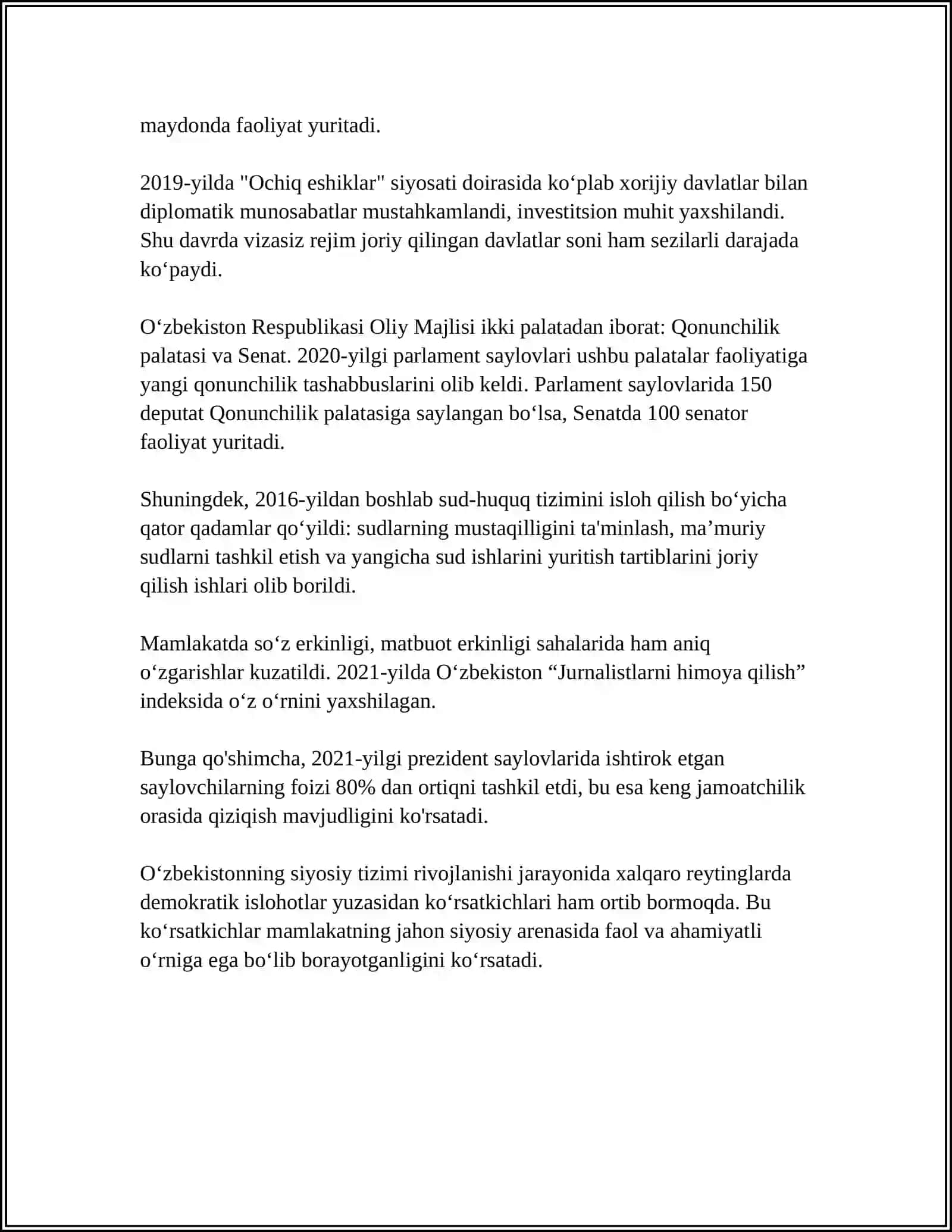 O‘zbekistonning eng yangi tarixi: Taraqqiyot bosqichlari va yutuqlari 4