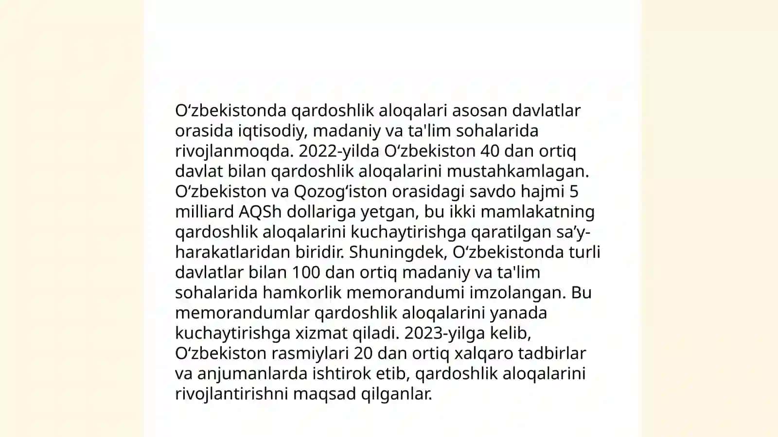 Markazi Osiyo mamlakatlari bilan qardishlik aloqalari 4