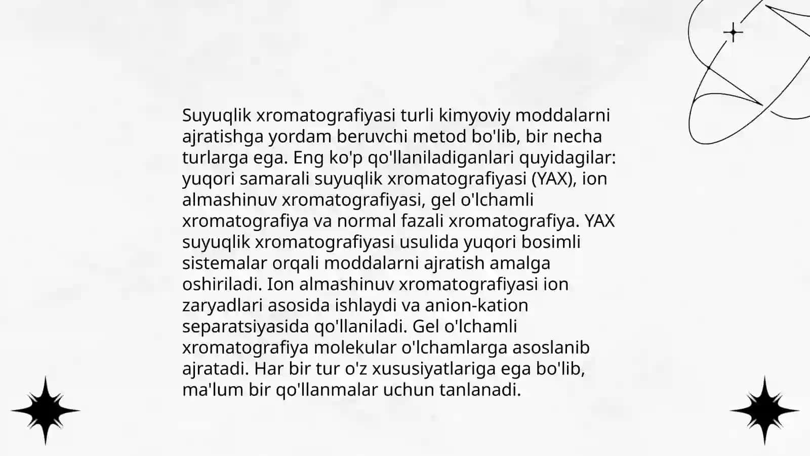Suyuqlik xromotografiyasi usullari yordamida moddalar analizi 4