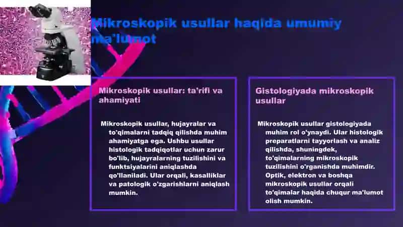 Gistologiya fanida qo'llaniladigan o’rganish usullari 4