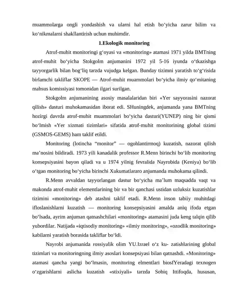 Ekologik monitoring va ekologik ekspertiza 4