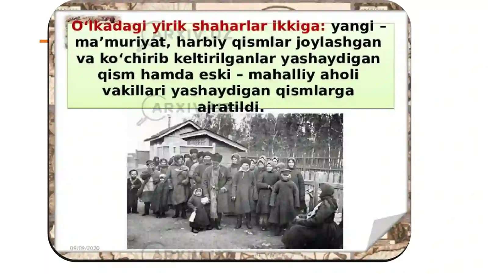 Tarix va taqdir. Rossiya imperiyasidan Turkistonga kochirilganlar. 4