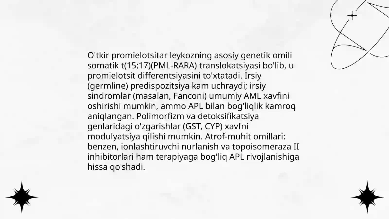 O'tkir promielotsitar leykoz etiologiya, patogenez, klinika, diagnostika, davolash printsiplari 4