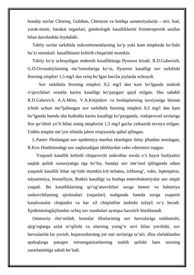 Suvning gigiyenik va epidemiologik ahamiyati 4