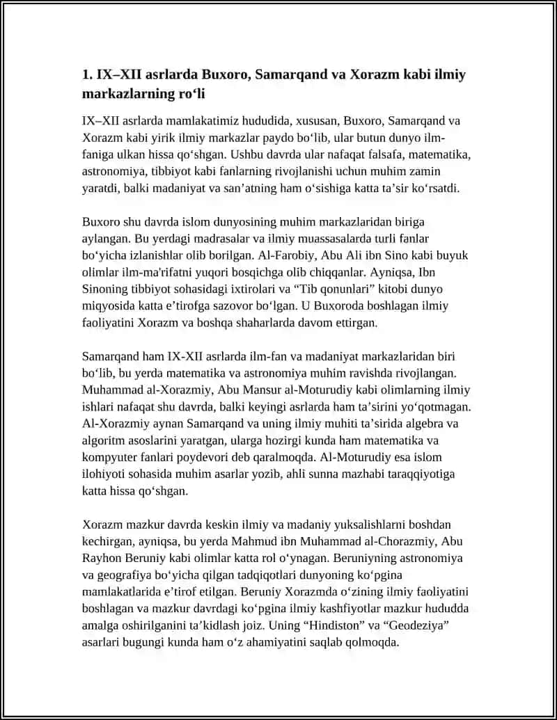 IX-XII ASRLARDA MAMLAKATIMIZ HUDUDIDA RO'Y BERGAN MADANIY GOSHGAH (ISNESANS) 4