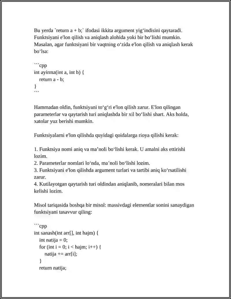 C++ TILIDA FUNKTSIYALARDAN FOYDALANISH 4