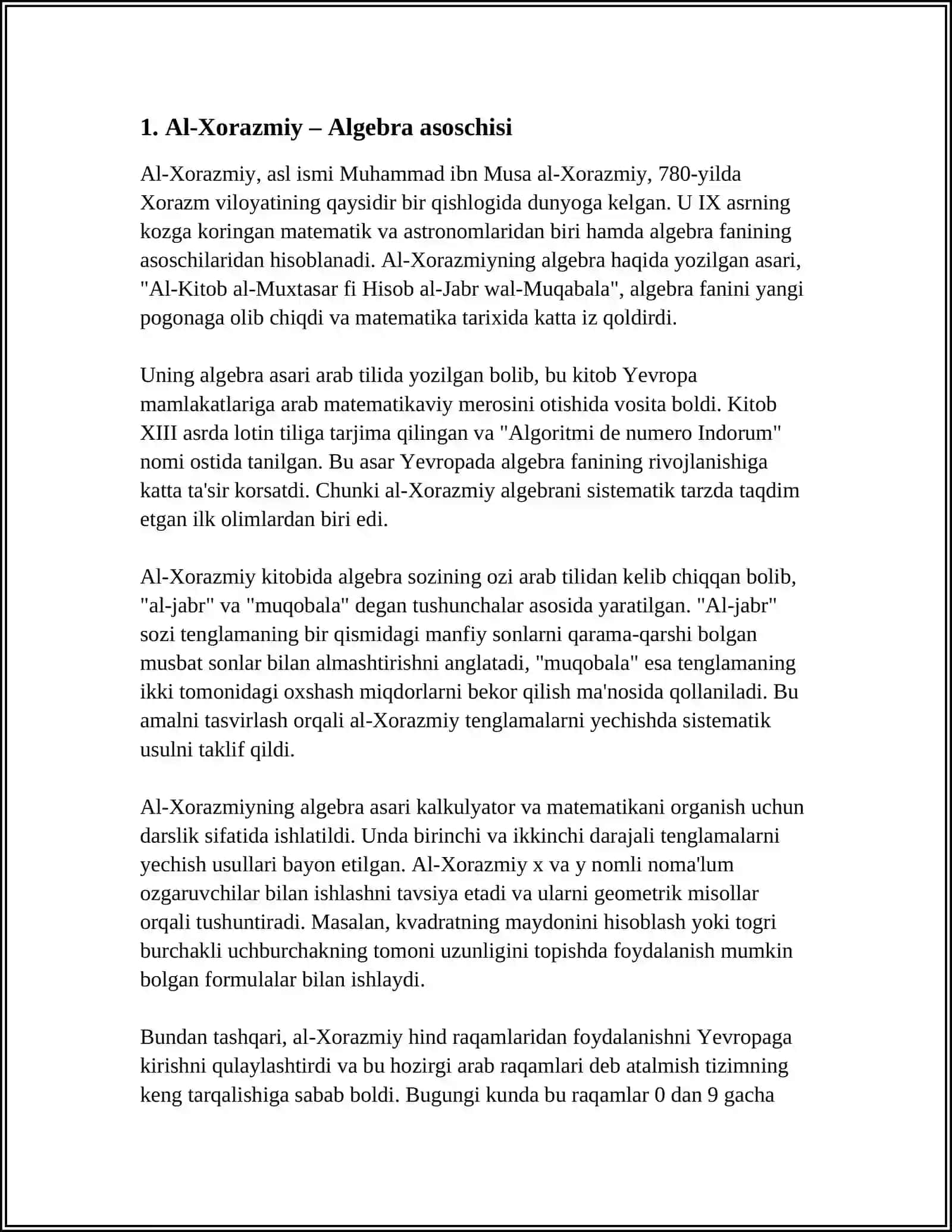 Al-Xorazmiy Algebra asoschisi 4