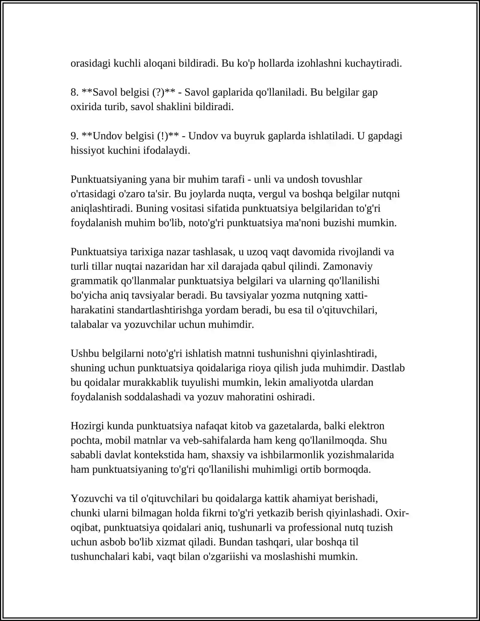 MUSTAQIL ISH Mavzu: PUNKTUATSION TAHLIL KO‘RINISHIDAGI YOZMA ISHLARNI BAJARISH 4