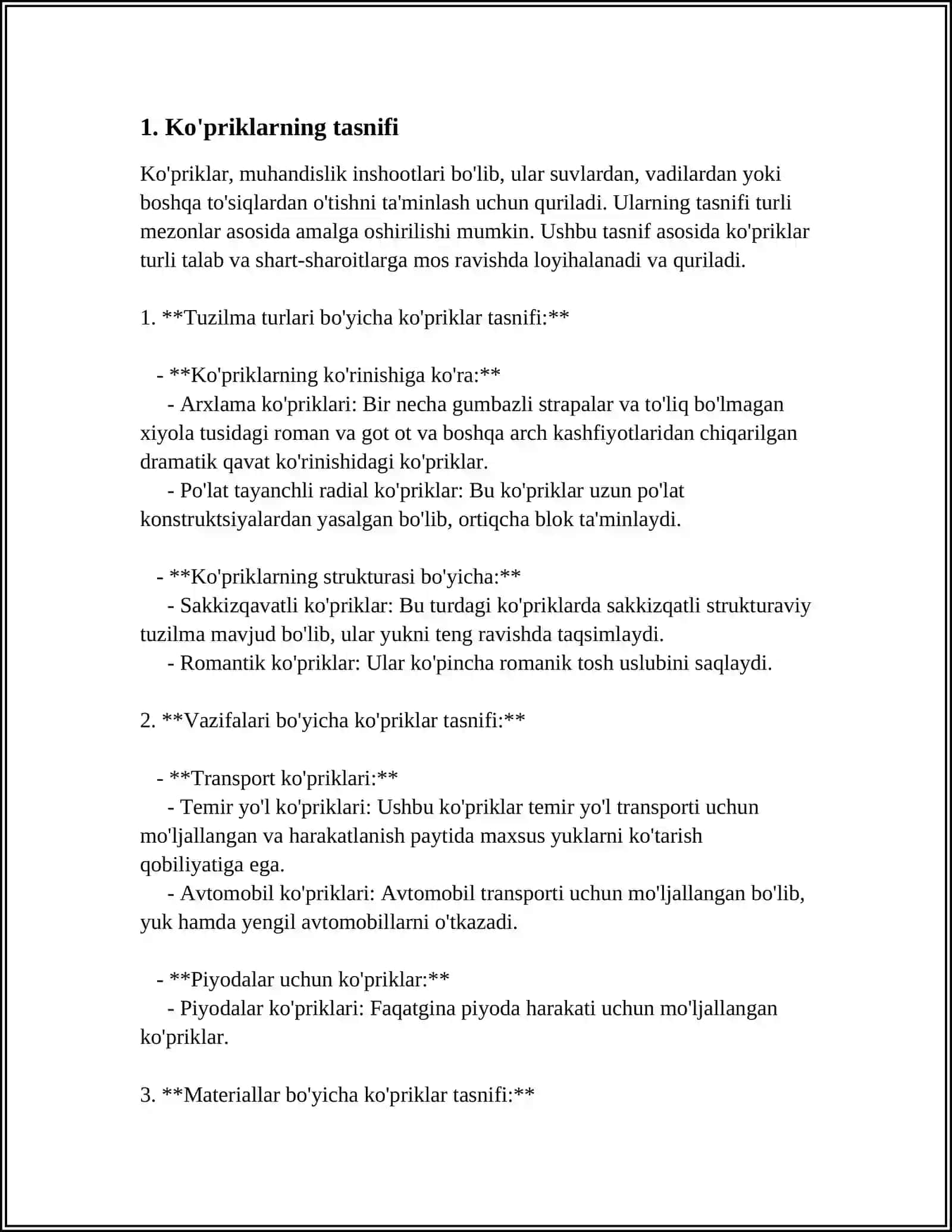 KO‘PRIK VA QUVURLAR HAQIDA UMUMIY TUSHUNCHALAR 4