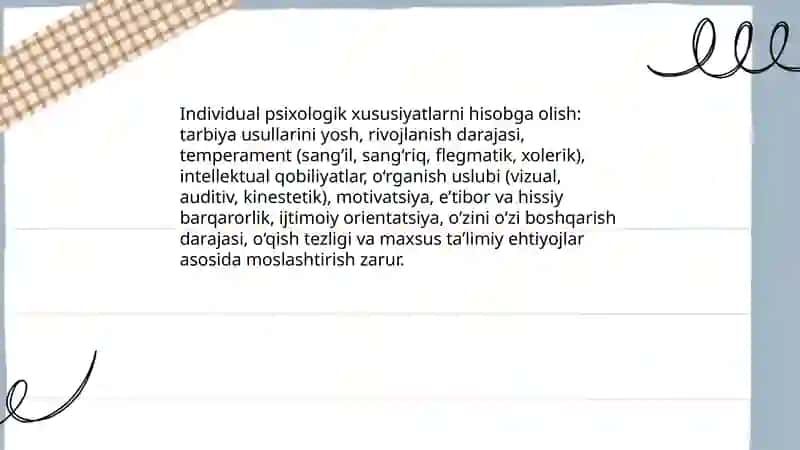 Tarbiya usullarini tanlashga qo‘yiladigan talablar 4