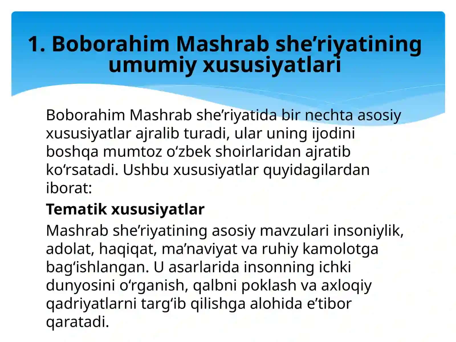Boborahim Mashrab she'riyatining an'alari tahlili 4