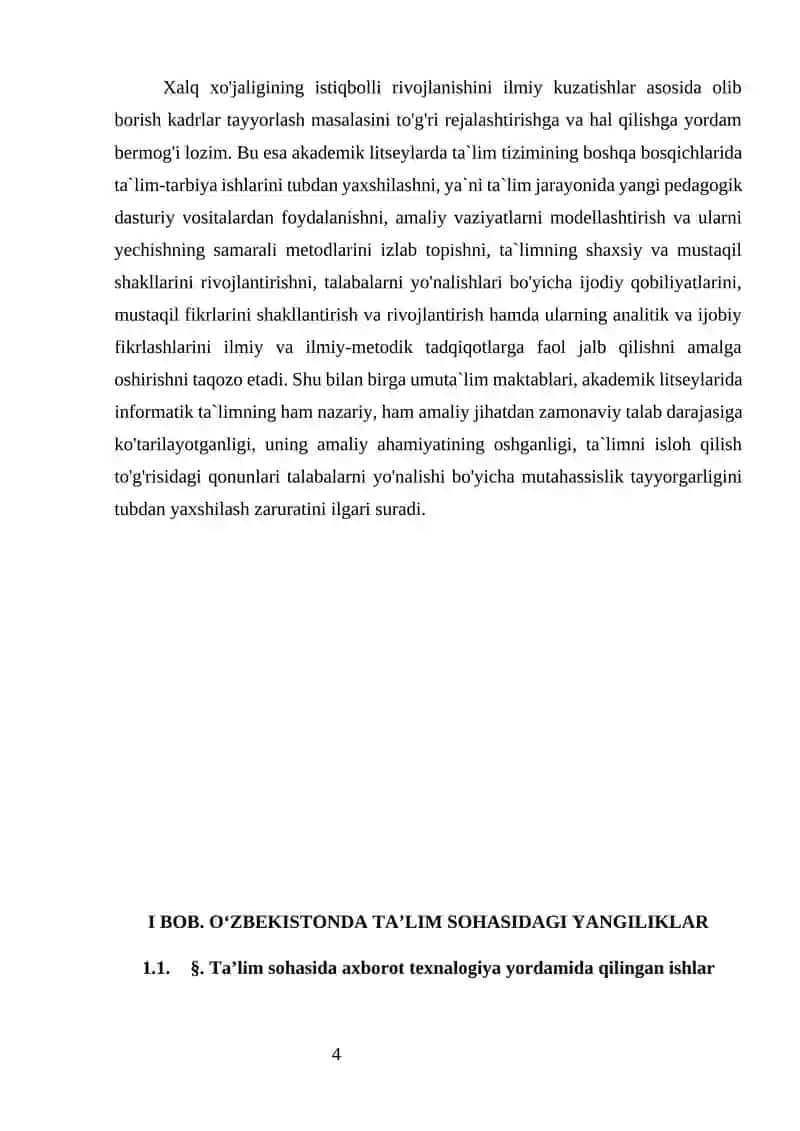 Ta'lim sohasida axborot texnologiya yordamida qilingan ishlar Individual loyiha 4