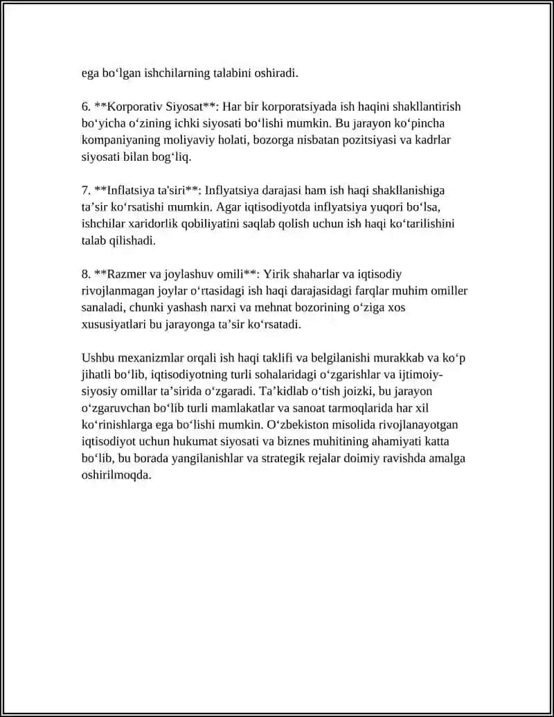 Ish Haqi Shakllanishi: Mikro iqtisodiy jihatlar 4