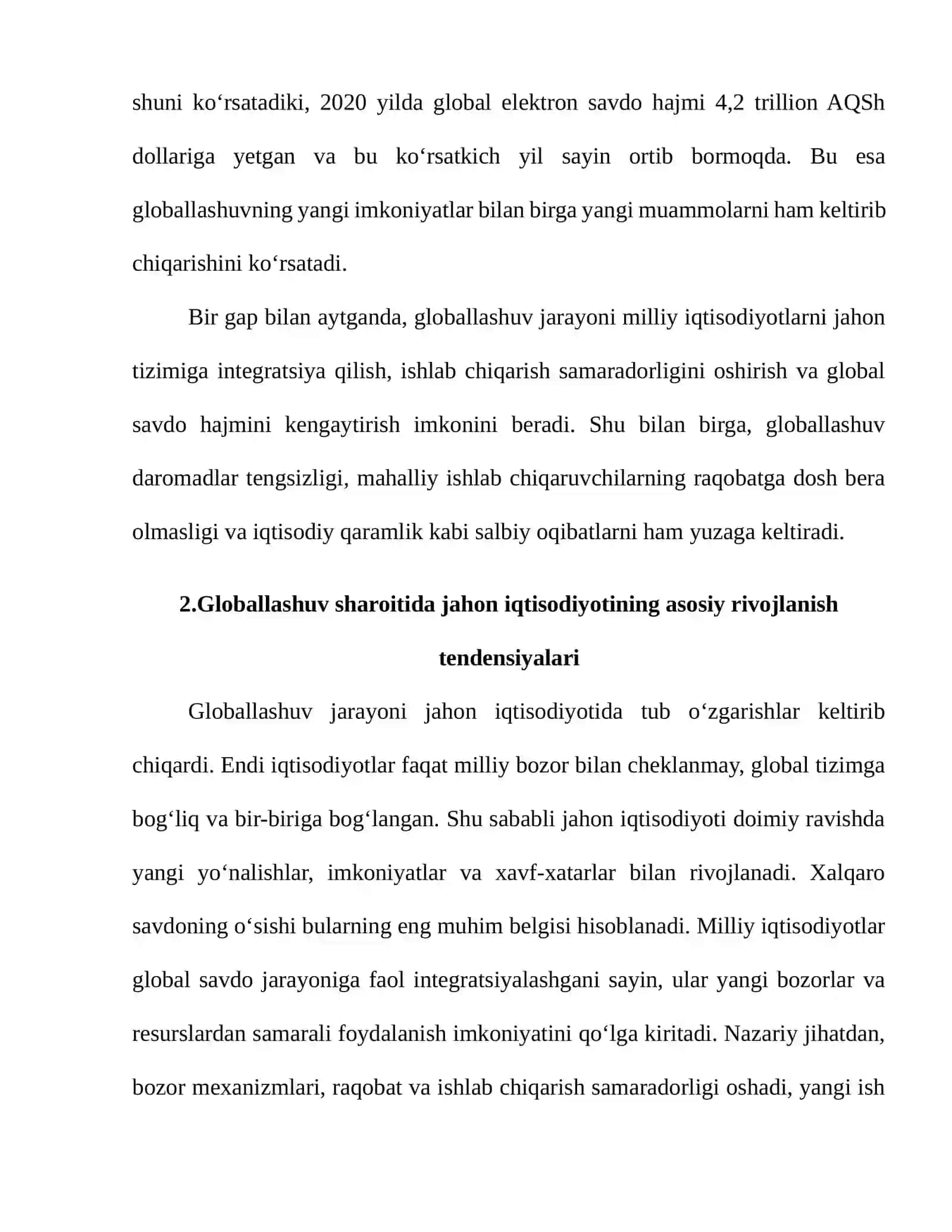 Globallashuv sharoitida jahon iqtisodiyotining rivojlanish tendensiyalari 4