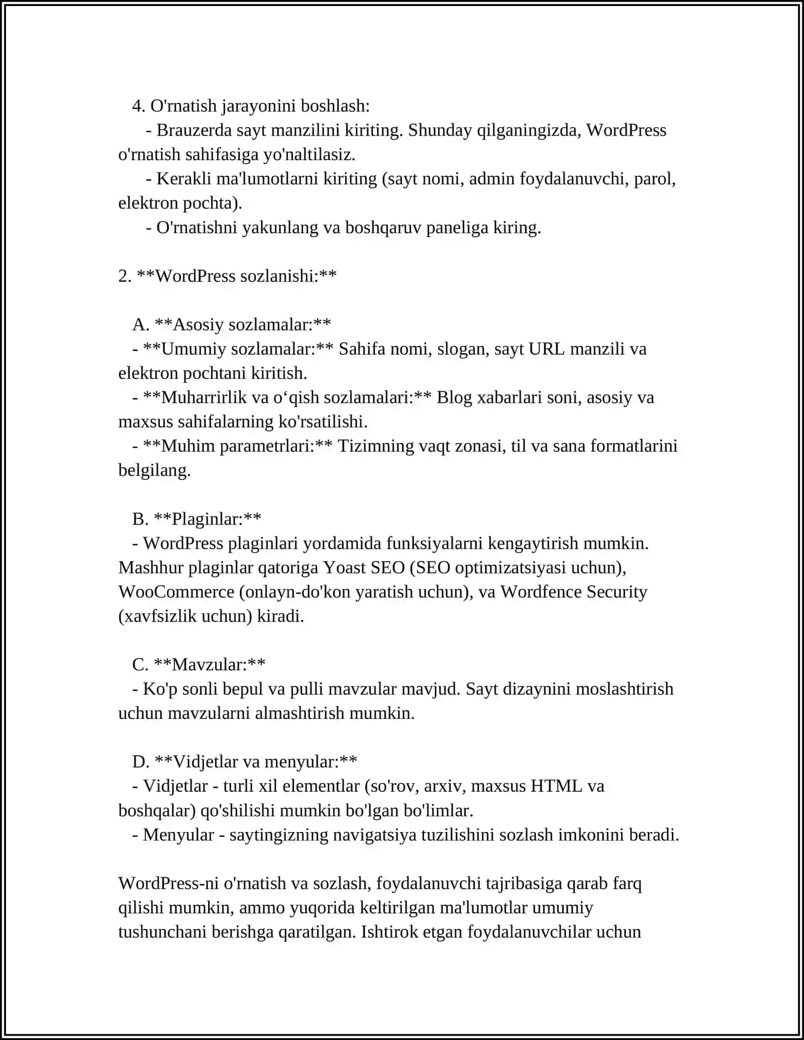 WEB SAYTLARNI YARATISHDA WORDPRESS - CMS TEXNOLOGIYASINI QO'LLASH 4