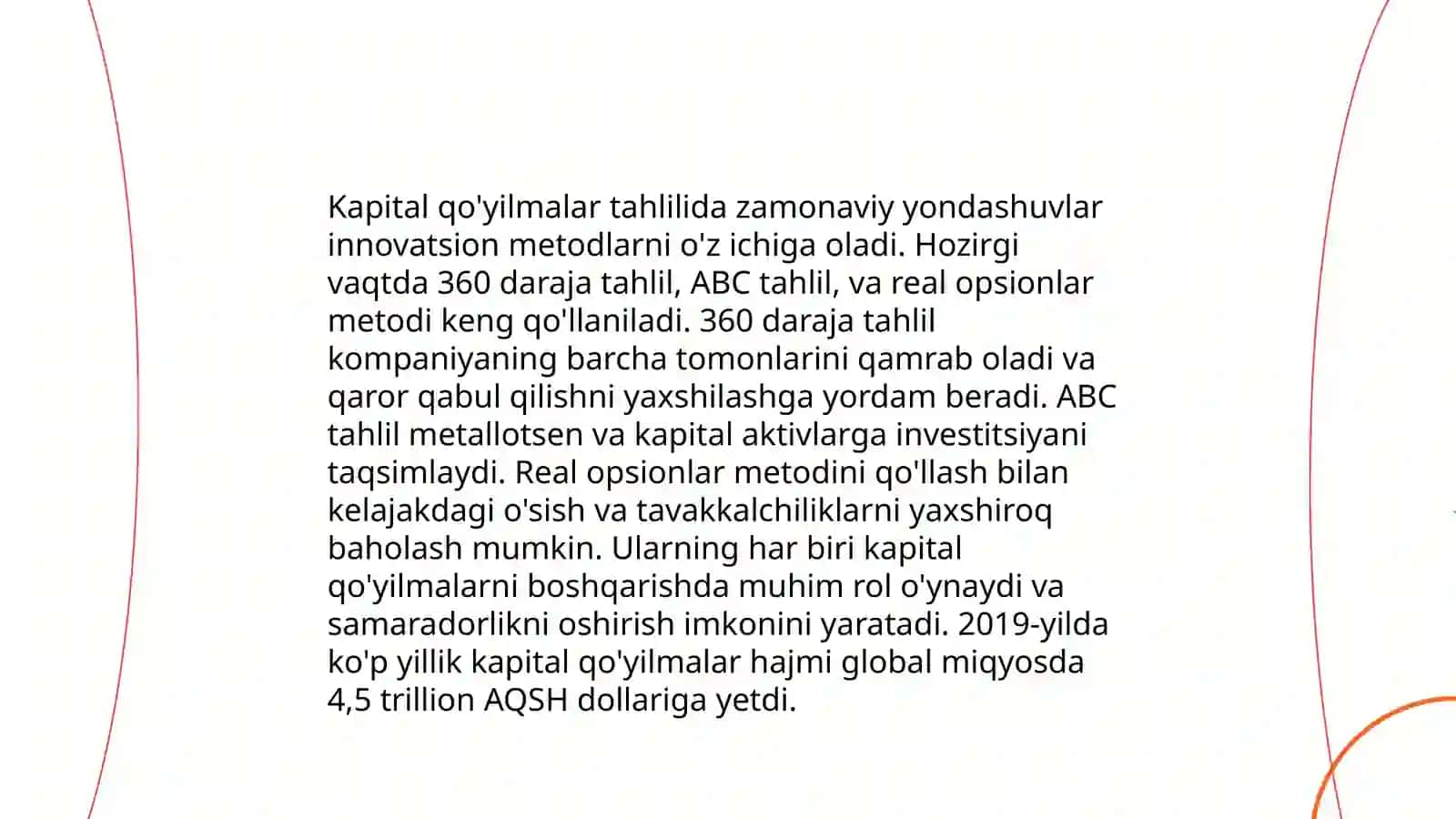 Kapital qo'yilmaning samaradorligini o'lchash usullari 4