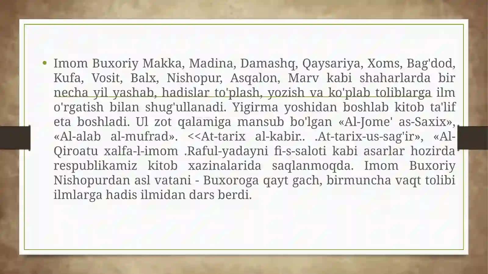 Imomal-buxoriyning pedagogik g‘oyalari 4