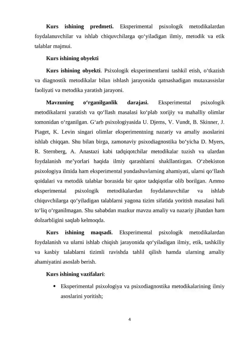 "Eksperimental psixologik metodikalardan foydalanuvchilar va ishlab chiquvchilar uchun talablar" 4
