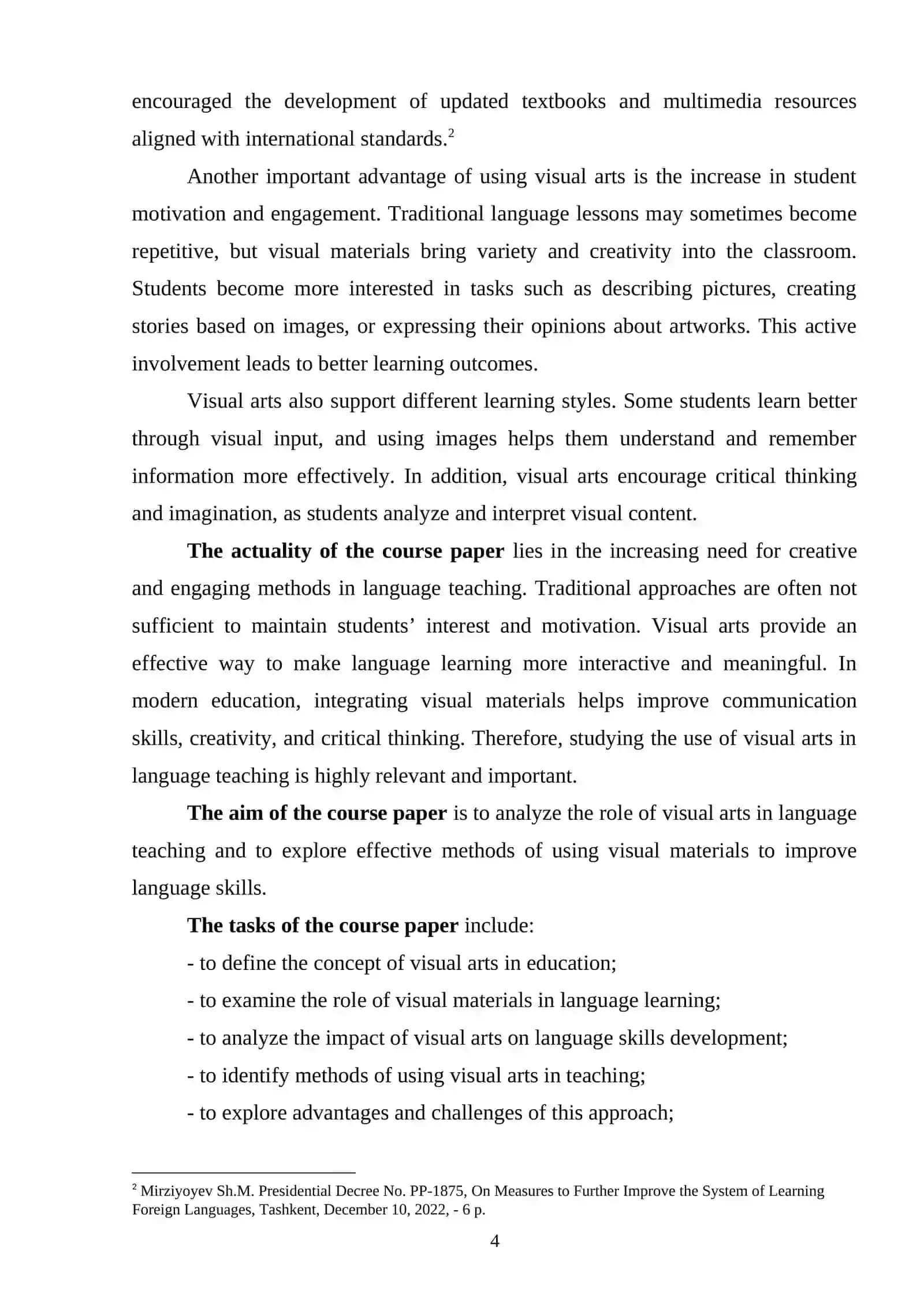 COURSE PAPER: Using visual arts to teach language 4