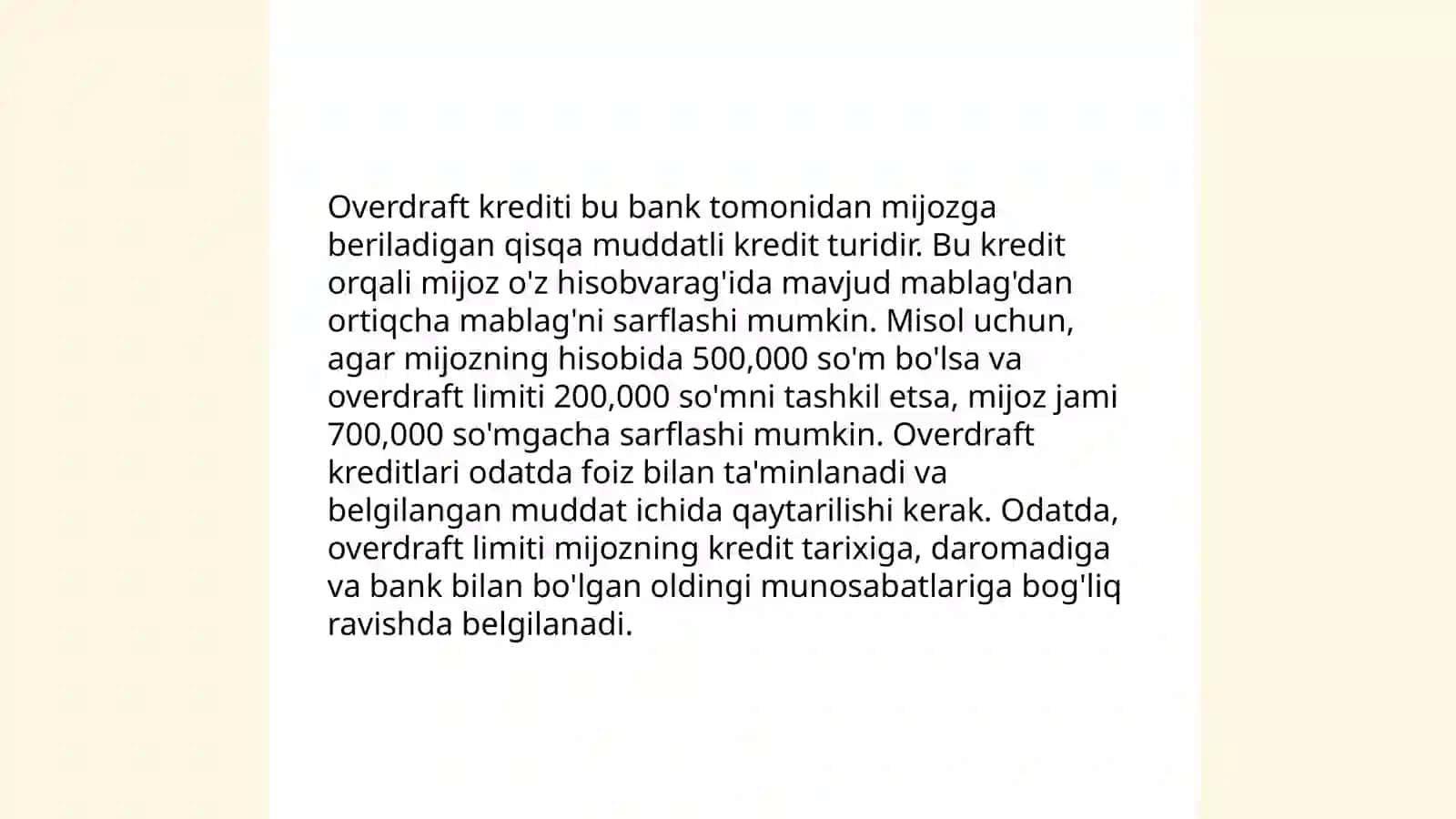Lombard va overdraft kreditlari 4