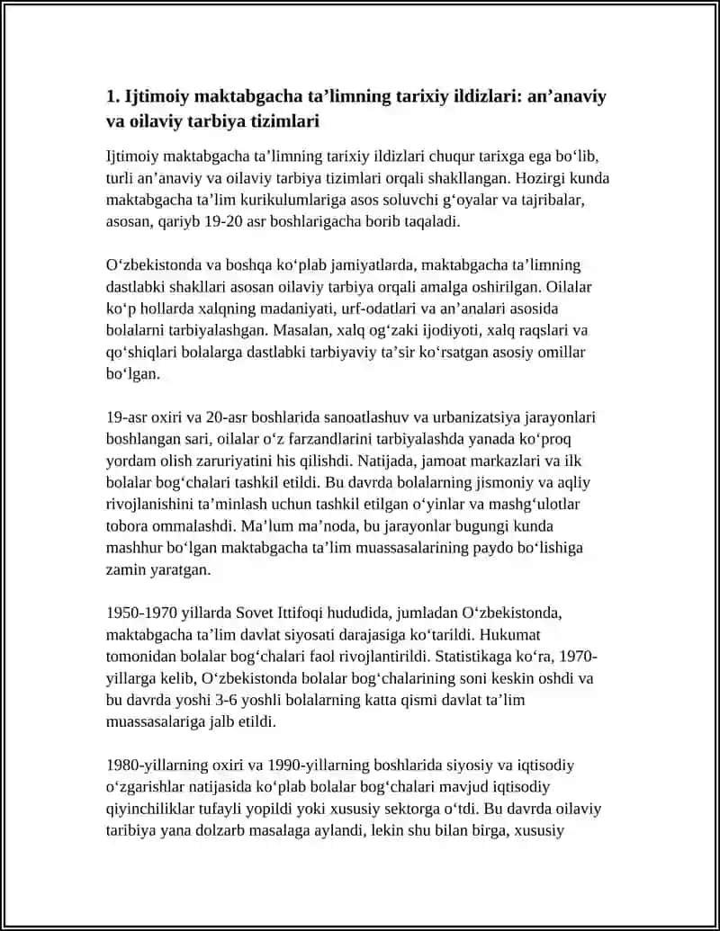 OʻZBEKISTONDA IJTIMOIY MAKTABGACHA TAʼLIMNI VUJUDGA KELISHI VA TARAQQIYOT BOSQICHLARI 4